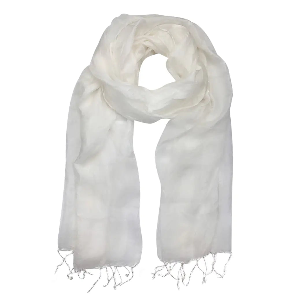 Fair Trade Eco-Friendly Women-Owned White Khmer Silk Scarf