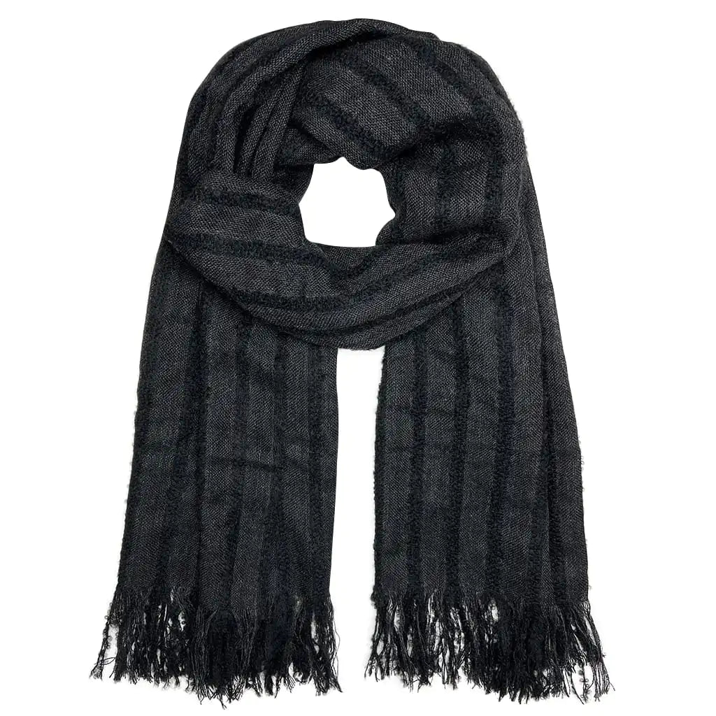 Fair Trade Black Loop Knit Alpaca Scarf 1