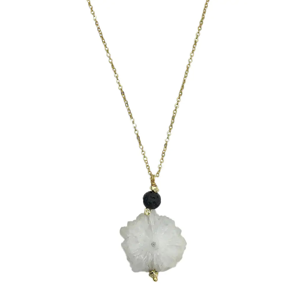 Fair Trade Solar Quartz Lava Necklace 1