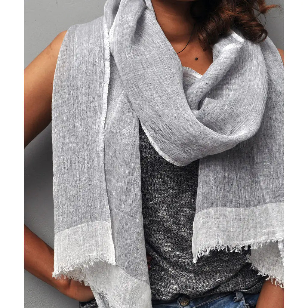 Fair Trade Eco-Friendly Gauze Linen Two Tone Scarf 4