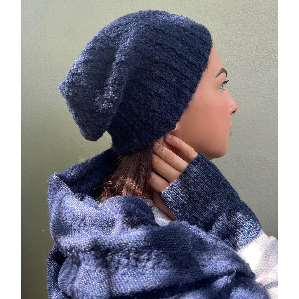 Fair Trade Navy Loop Knit Alpaca Beanie 2