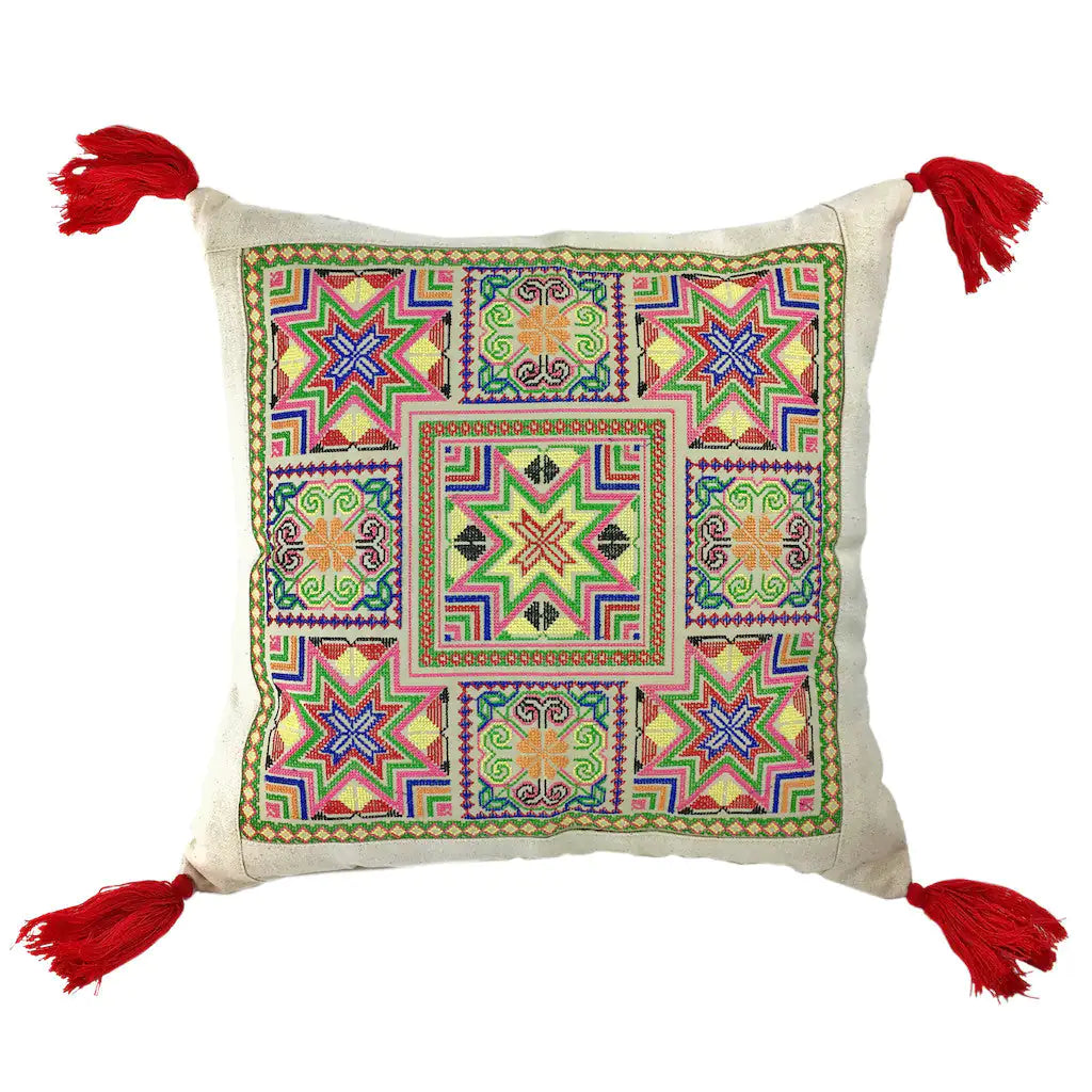 Fair Trade Needlepoint Tassel Pillow Cover 1