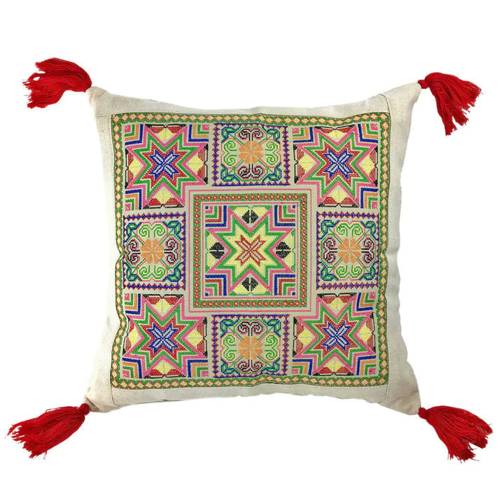 Fair Trade Needlepoint Tassel Pillow Cover 1