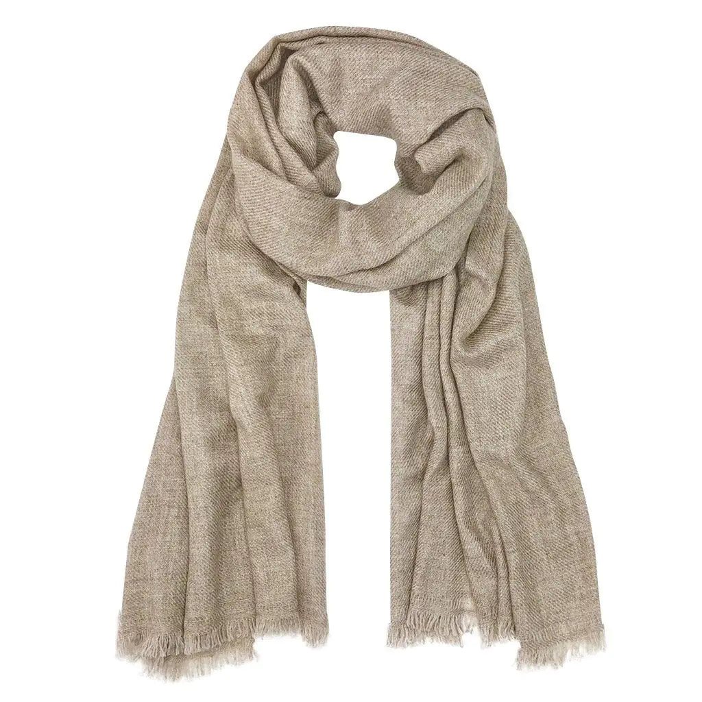 Fair Trade Beige Handloom Cashmere Scarf 1