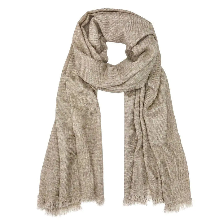 Fair Trade Beige Handloom Cashmere Scarf 1