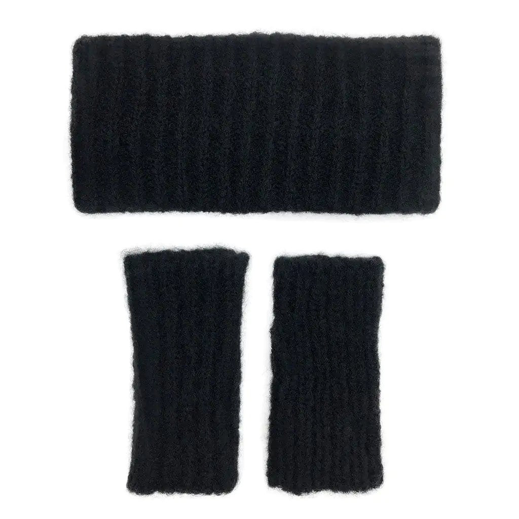 Fair Trade Black Ribbed Alpaca Gloves 3