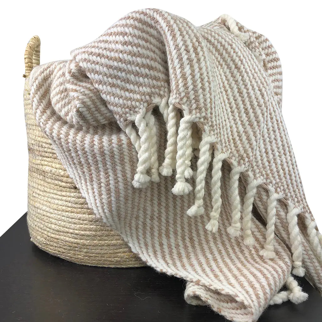 Fair Trade Eco-Friendly Chunky Camel Stripe Alpaca Throw 2