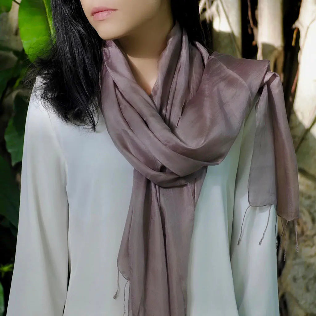 Fair Trade Eco-Friendly Women-Owned Plum Khmer Silk Scarf 2