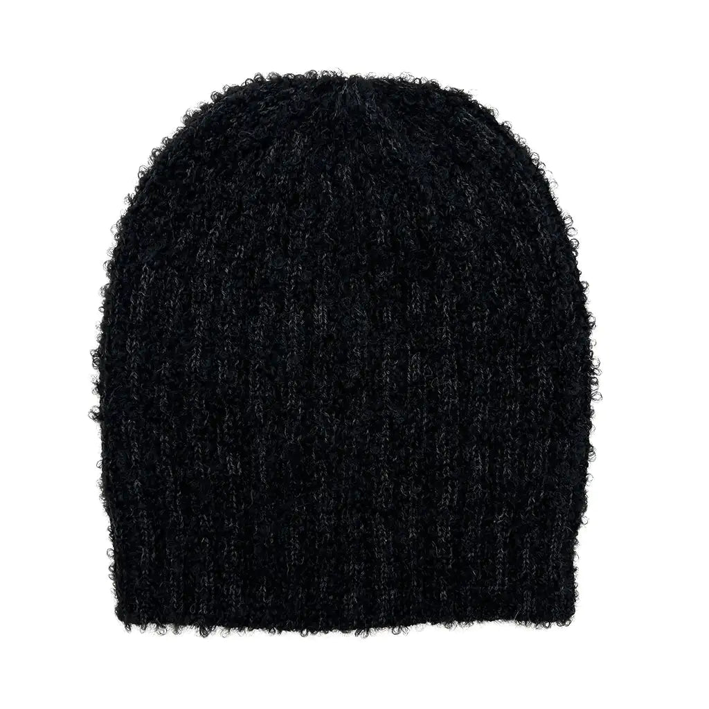 Fair Trade Black Loop Knit Alpaca Beanie 3