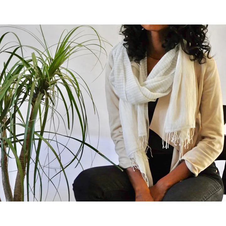 Fair Trade Airy Cotton Stripe Scarf 3