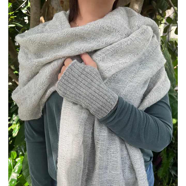 Fair Trade Eco-Friendly Gray Loop Knit Alpaca Scarf 2