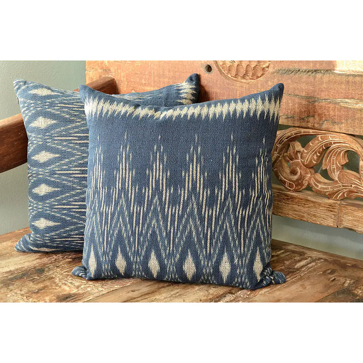 Fair Trade Eco-Friendly Indigo Ikat Pillow Cover 2