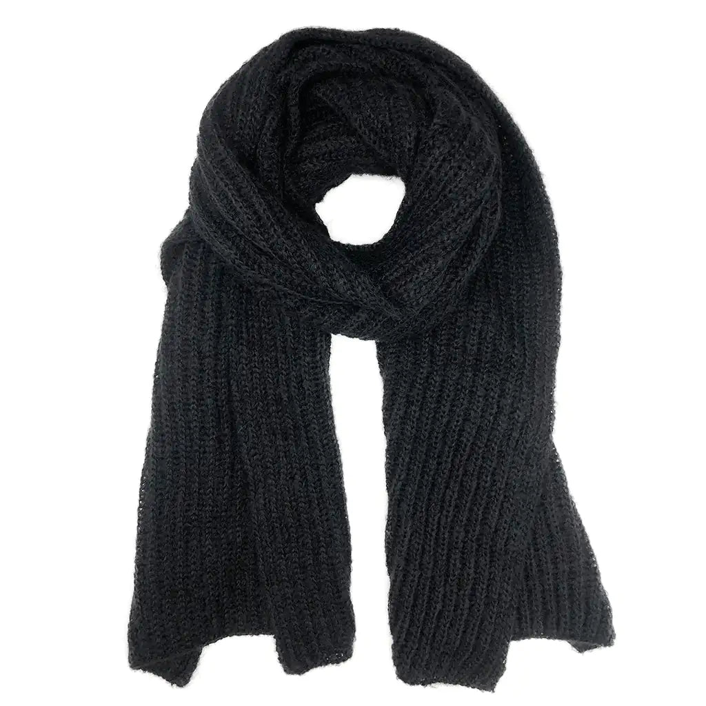 Fair Trade Chunky Black Knit Alpaca Scarf 1