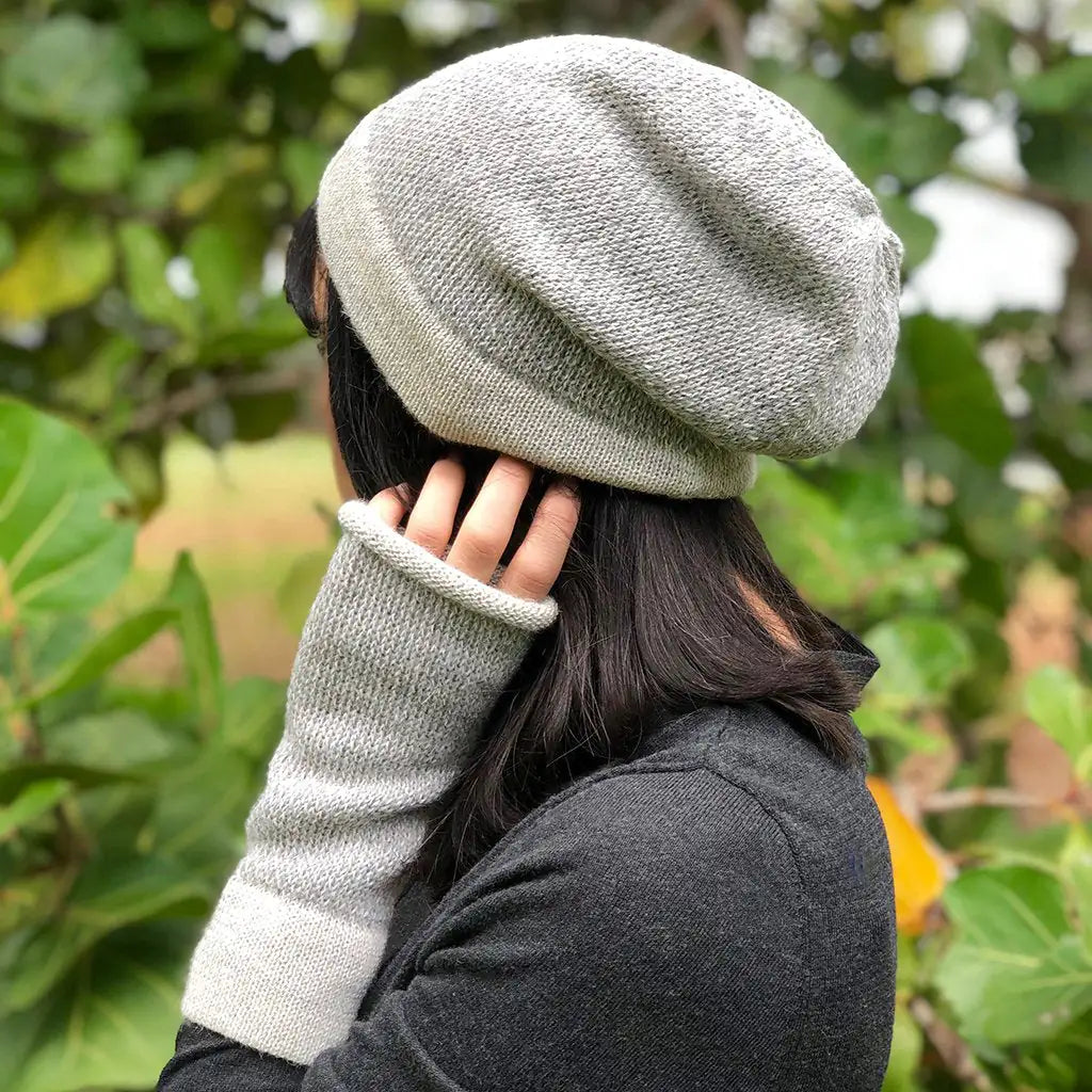 Fair Trade Gray Interwoven Alpaca Beanie 2