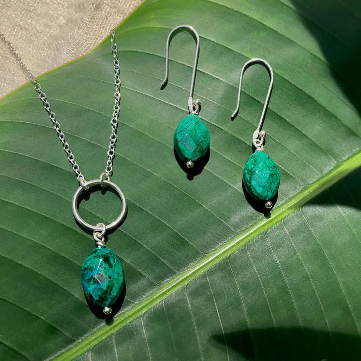 Fair Trade Chrysocolla Drop Earrings 2