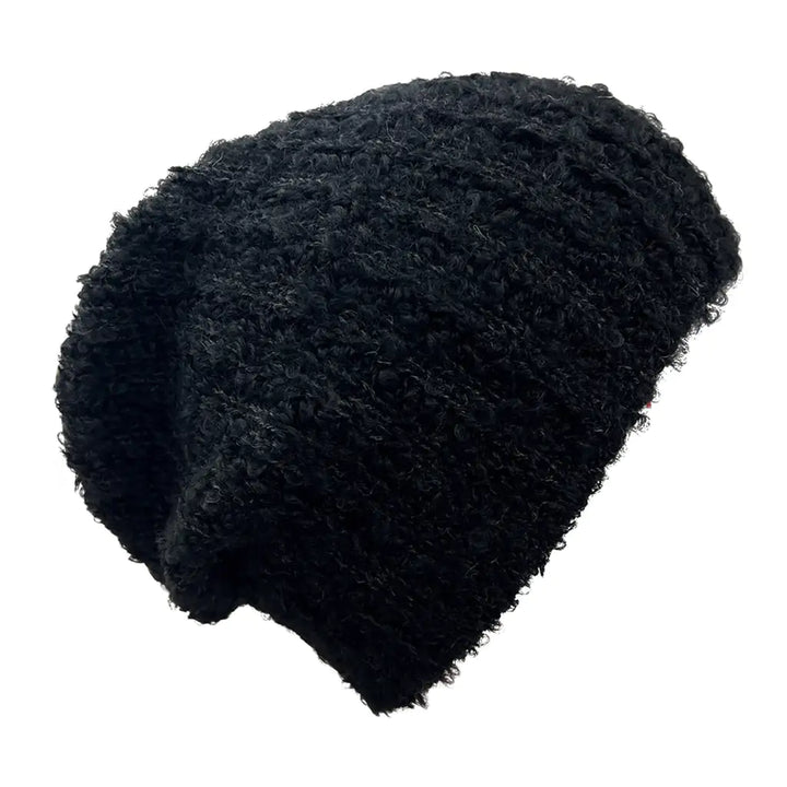 Fair Trade Black Loop Knit Alpaca Beanie 1