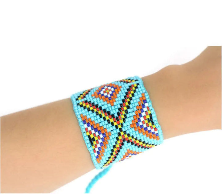 Fair Trade Geometric Beaded Cuff 2