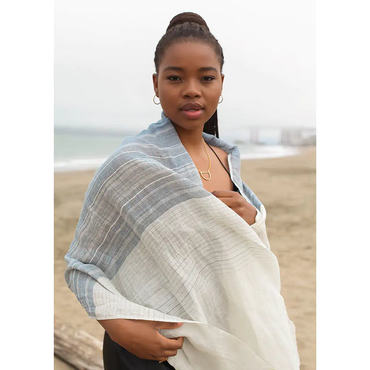 Fair Trade Eco-Friendly Linen Cotton Blend Wrap Scarf 3