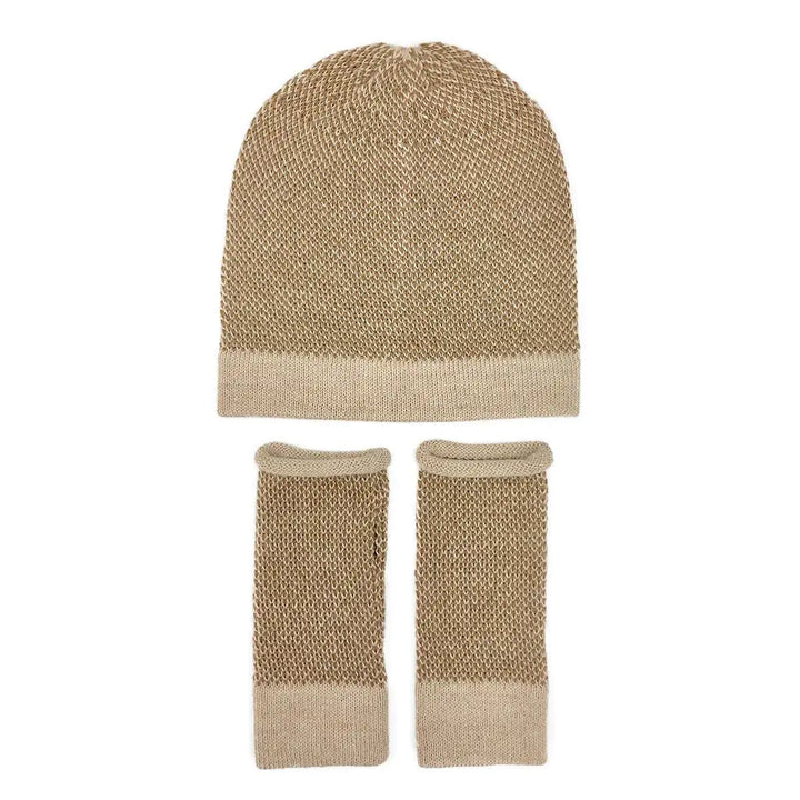 Fair Trade Camel Interwoven Alpaca Beanie 4