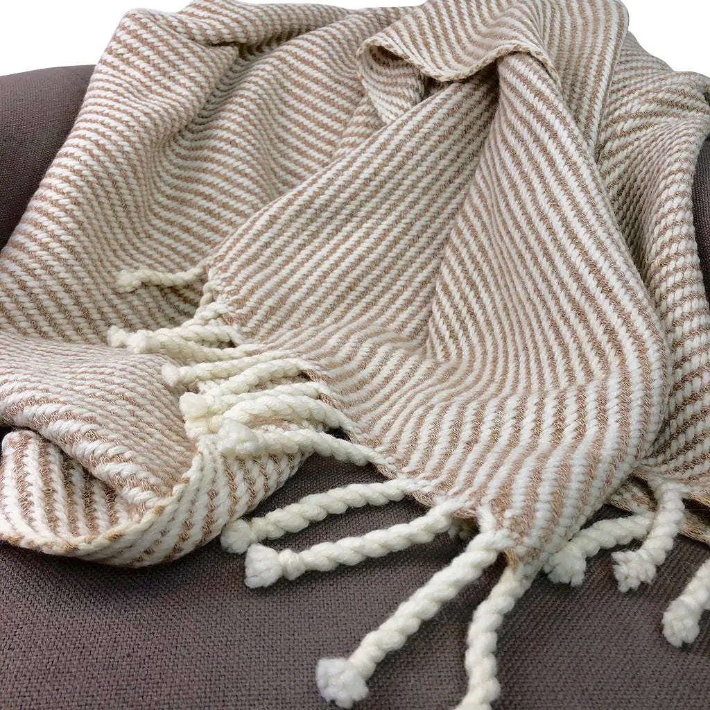 Fair Trade Eco-Friendly Chunky Camel Stripe Alpaca Throw 3