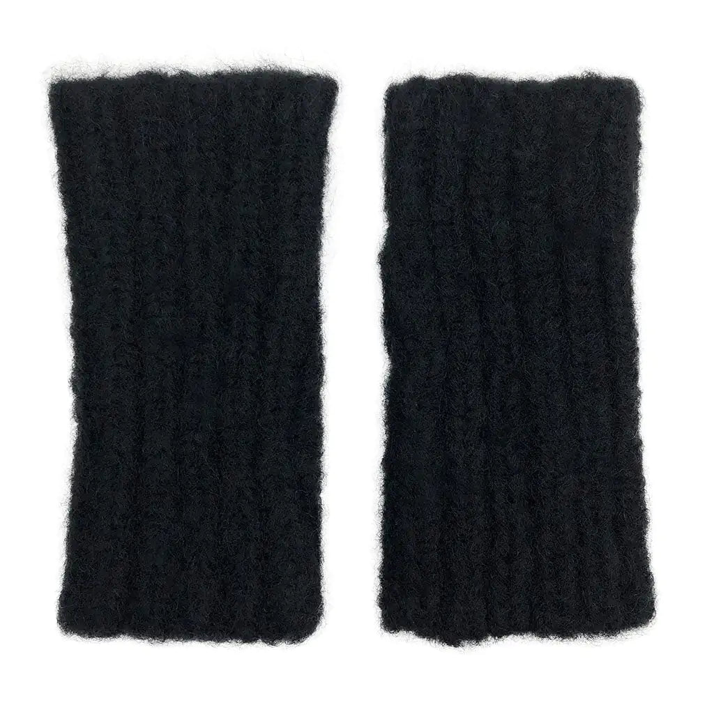 Fair Trade Black Ribbed Alpaca Gloves 1