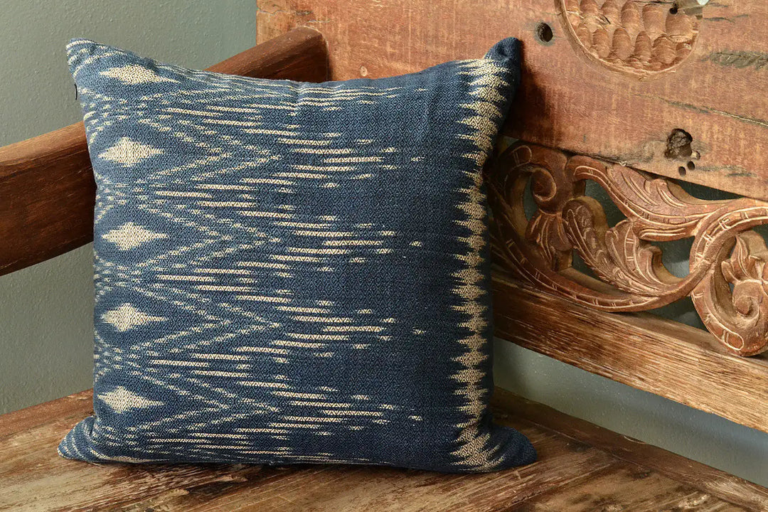 Fair Trade Eco-Friendly Indigo Ikat Pillow Cover 3