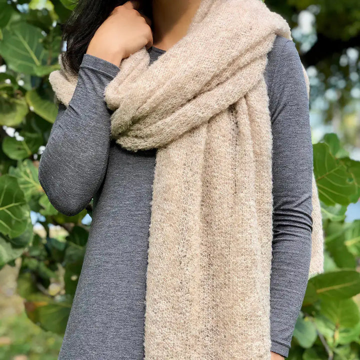 Fair Trade Almond Ultra Plush Alpaca Scarf 2