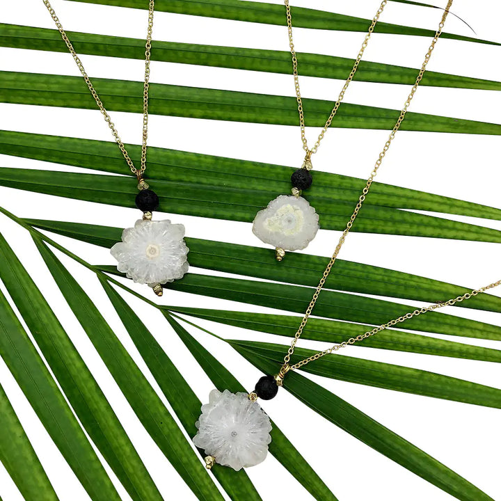 Fair Trade Solar Quartz Lava Necklace 2