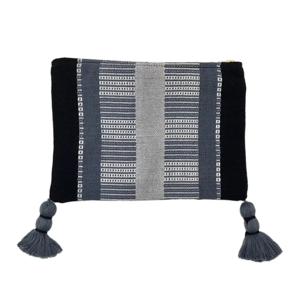 Fair Trade Black Striped Backstrap Clutch 1