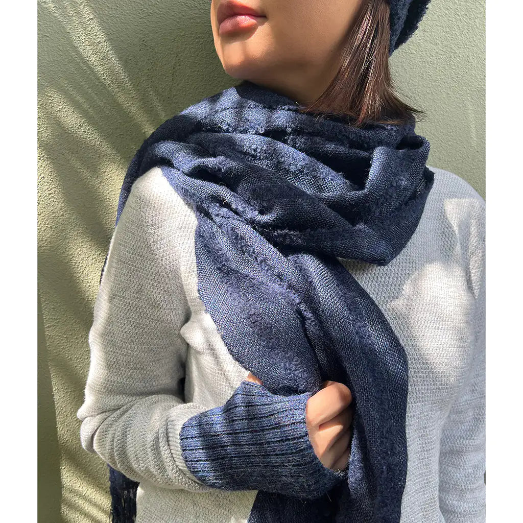 Fair Trade Eco-Friendly Navy Loop Knit Alpaca Scarf 3