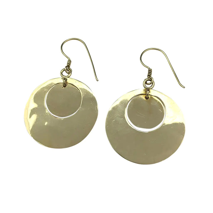 Fair Trade Hammered Circle Bombshell Earrings 1