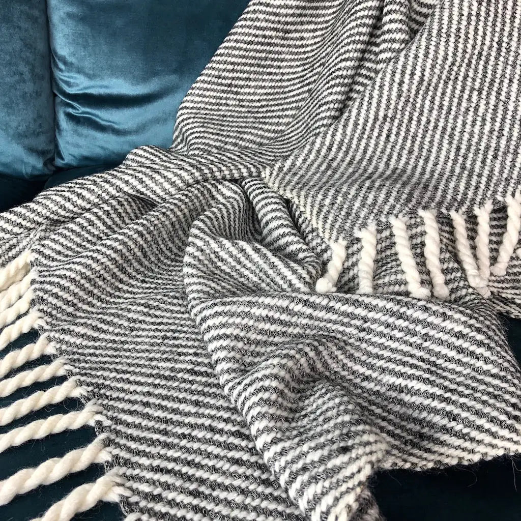 Fair Trade Chunky Black Stripe Alpaca Throw 2