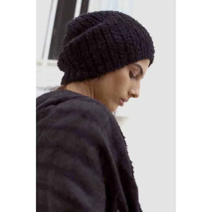 Fair Trade Black Loop Knit Alpaca Beanie 4