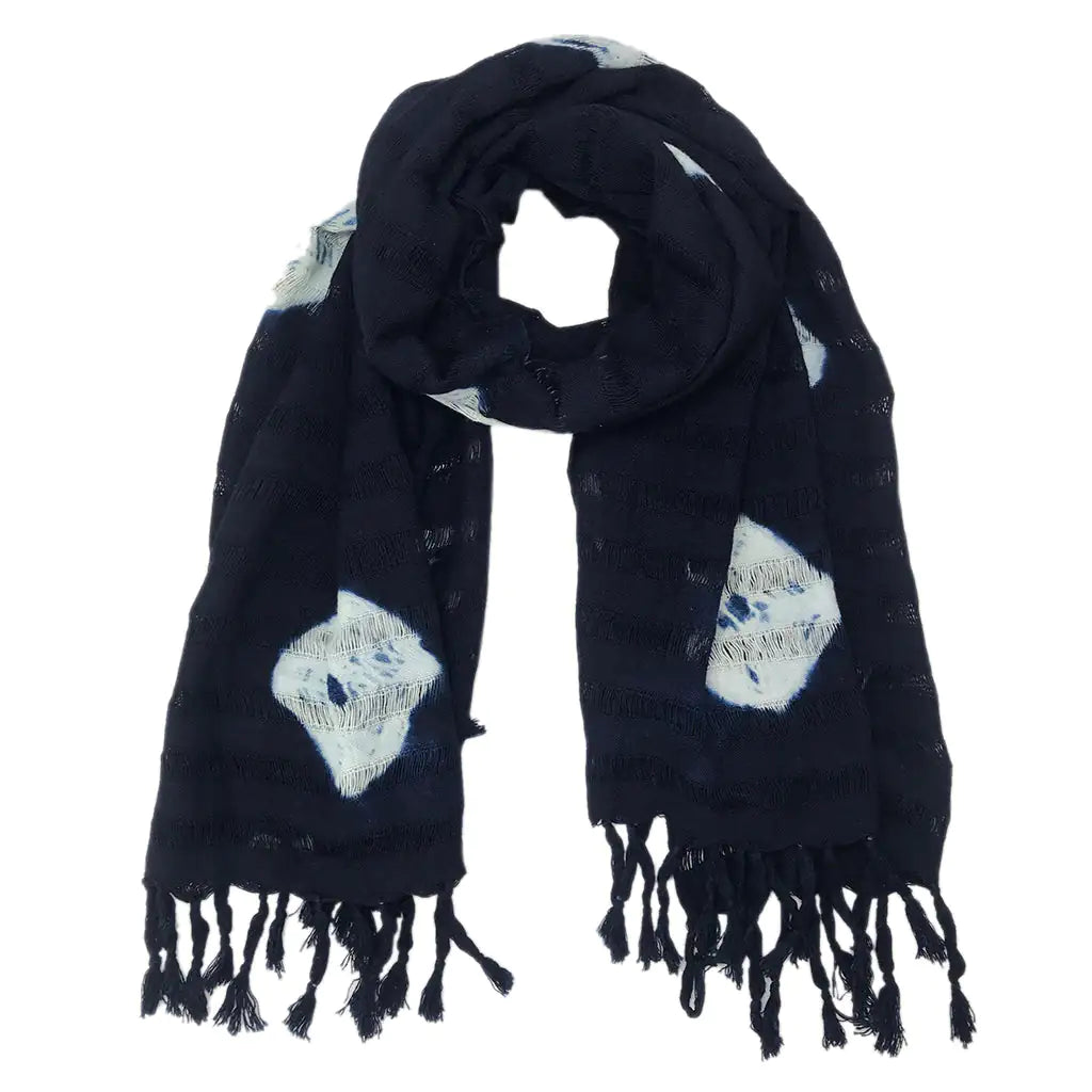 Fair Trade Eco-Friendly Indigo Eye Stripe Scarf 1