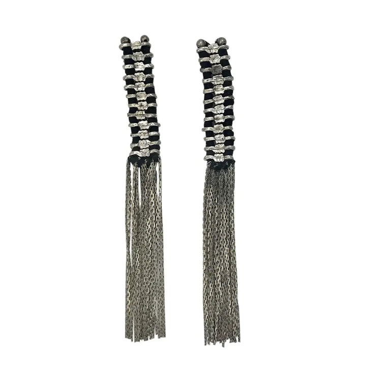 Fair Trade Silver Temple Tassel Earrings 1